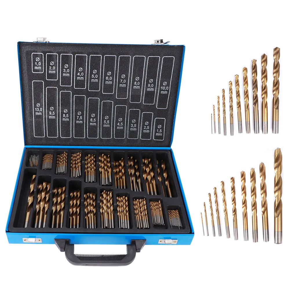 Twist Drill Bit Set Twist Drill Bit Set Stainless Steel Ti Coated High Hardness Wear Resistance HSS
Twist Drill Bit Set Twist Drill Bit Set Stainless Steel Ti Coated High Hardness Wear Resistance HSS