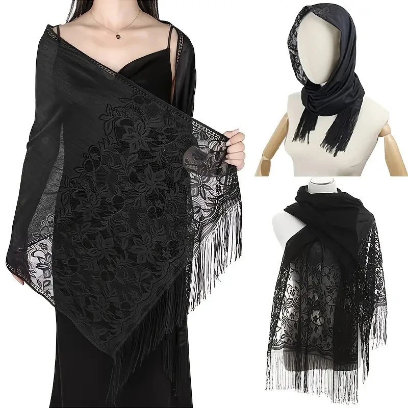 Solid Color Party Evening Lace Shawl Scarf Elegant Women Lace Sheer Hollow Tassel Scarves Wraps Foulard Femme Mesh SunscreenShaw
Solid Color Party Evening Lace Shawl Scarf Elegant Women Lace Sheer Hollow Tassel Scarves Wraps Foulard Femme Mesh SunscreenShaw