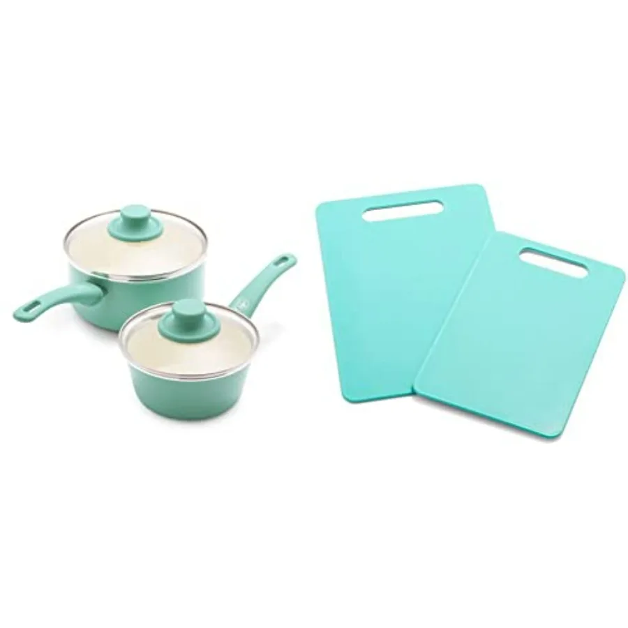 Soft Grip Healthy Ceramic Nonstick, 1QT and 2QT Saucepan Pot Set with Lids, PFAS-Free, Dishwasher Safe, Turquoise and 2 Piece Cu
Soft Grip Healthy Ceramic Nonstick, 1QT and 2QT Saucepan Pot Set with Lids, PFAS-Free, Dishwasher Safe, Turquoise and 2 Piece Cu