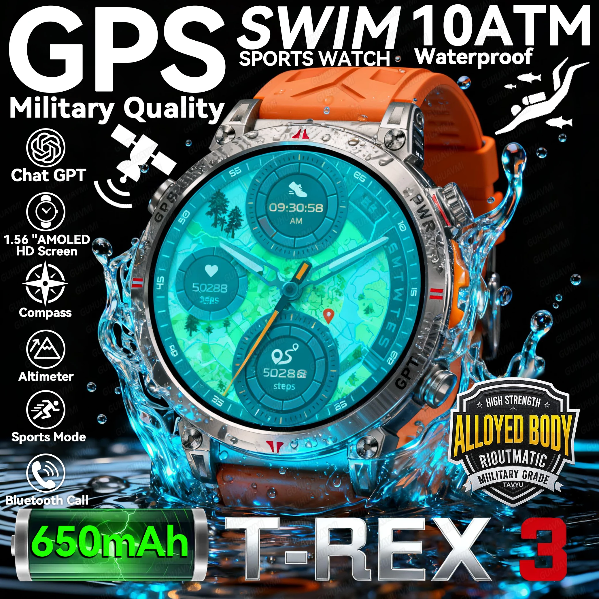 Новые T-Rex3 ультра военные умные часы для мужчин 10ATM водонепроницаемые спортивные фитнес-трекер на открытом воздухе монитор здоровья Bluetooth вызов Smart Wat
Новые T-Rex3 ультра военные умные часы для мужчин 10ATM водонепроницаемые спортивные фитнес-трекер на открытом воздухе монитор здоровья Bluetooth вызов Smart Wat