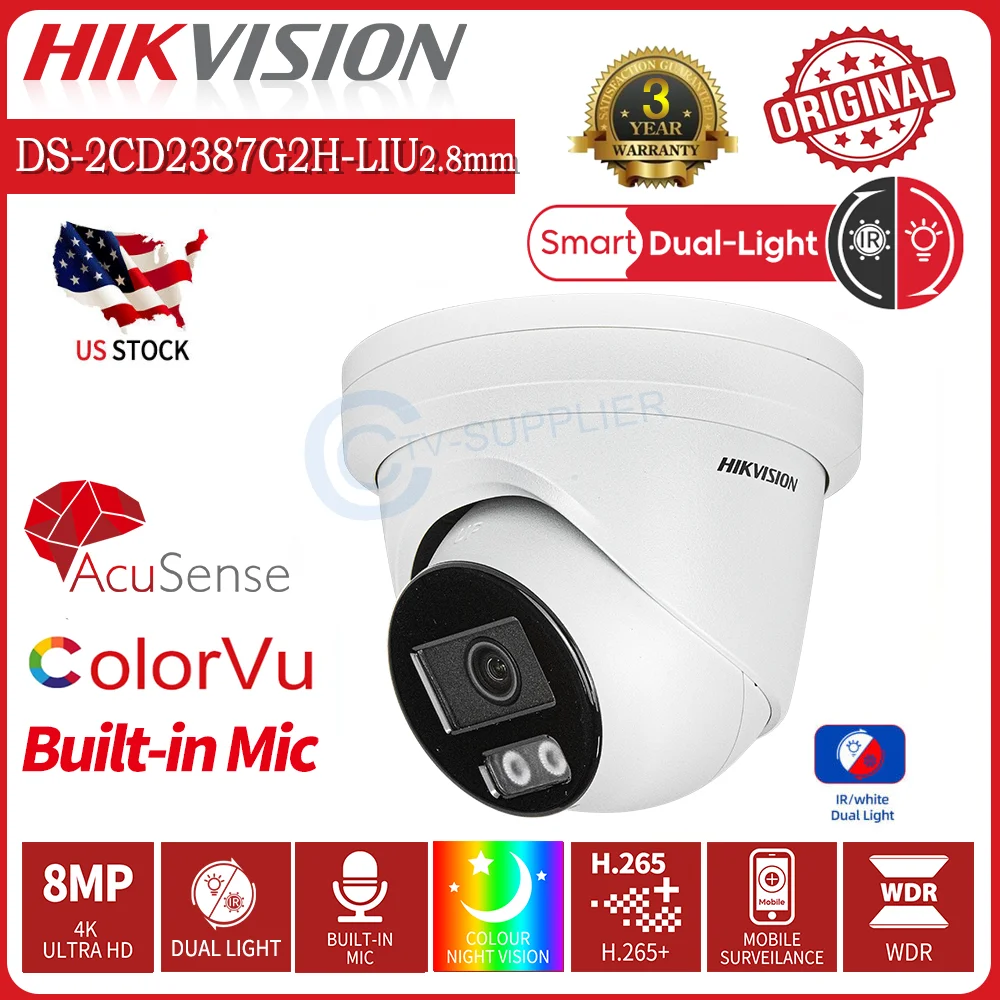 Hikvision ColorVu 1/1.8" DS-2CD2387G2H-LI(U) 8MP AcuSense Turret IR Smart Hybrid Light IP Camera Built in MIC
Hikvision ColorVu 1/1.8" DS-2CD2387G2H-LI(U) 8MP AcuSense Turret IR Smart Hybrid Light IP Camera Built in MIC