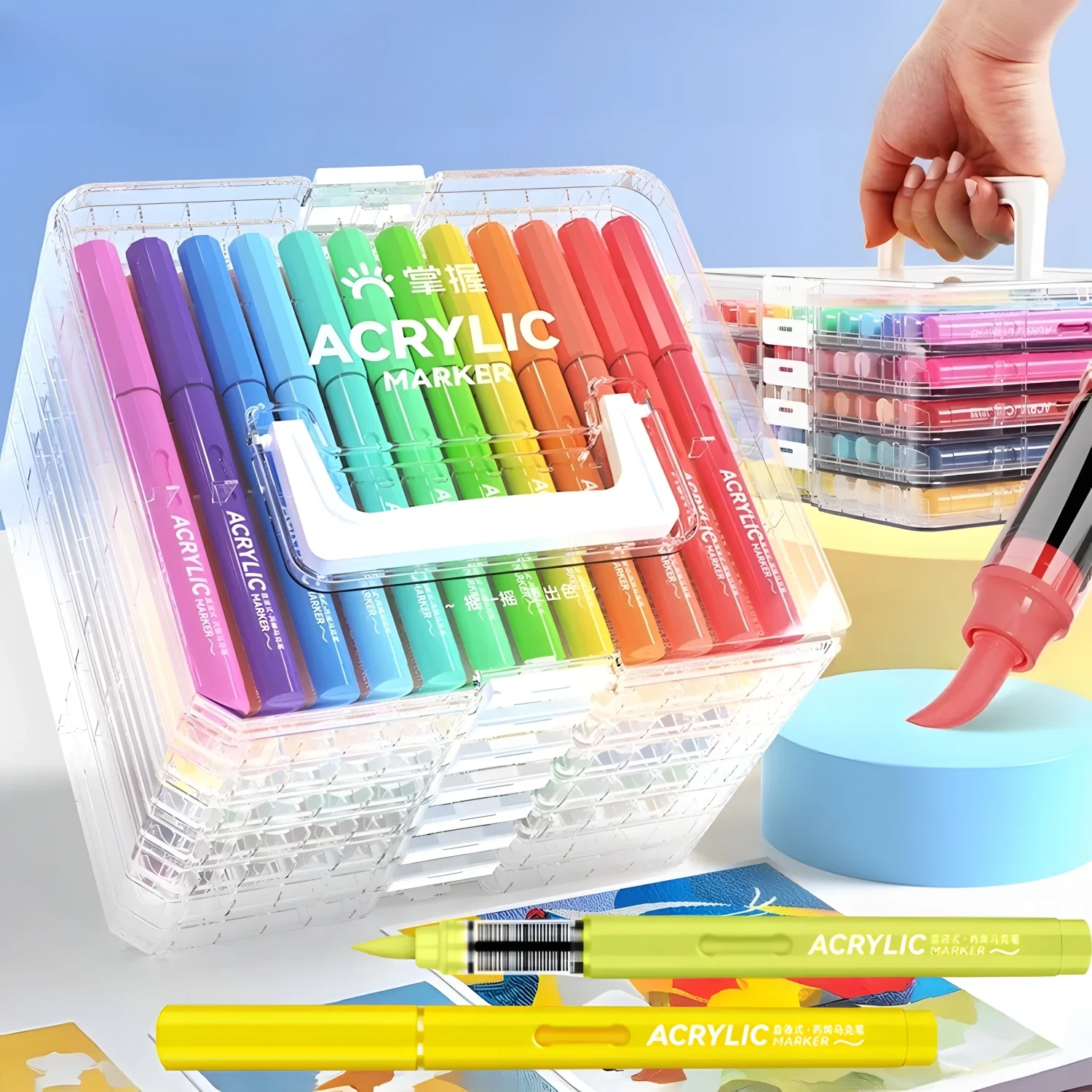 24/36/48/60/84 Colors Automatic Ink Control Acrylic Paint Markers, With Layered Storage Box,Brush Tip Acrylic Paint Pens
24/36/48/60/84 Colors Automatic Ink Control Acrylic Paint Markers, With Layered Storage Box,Brush Tip Acrylic Paint Pens