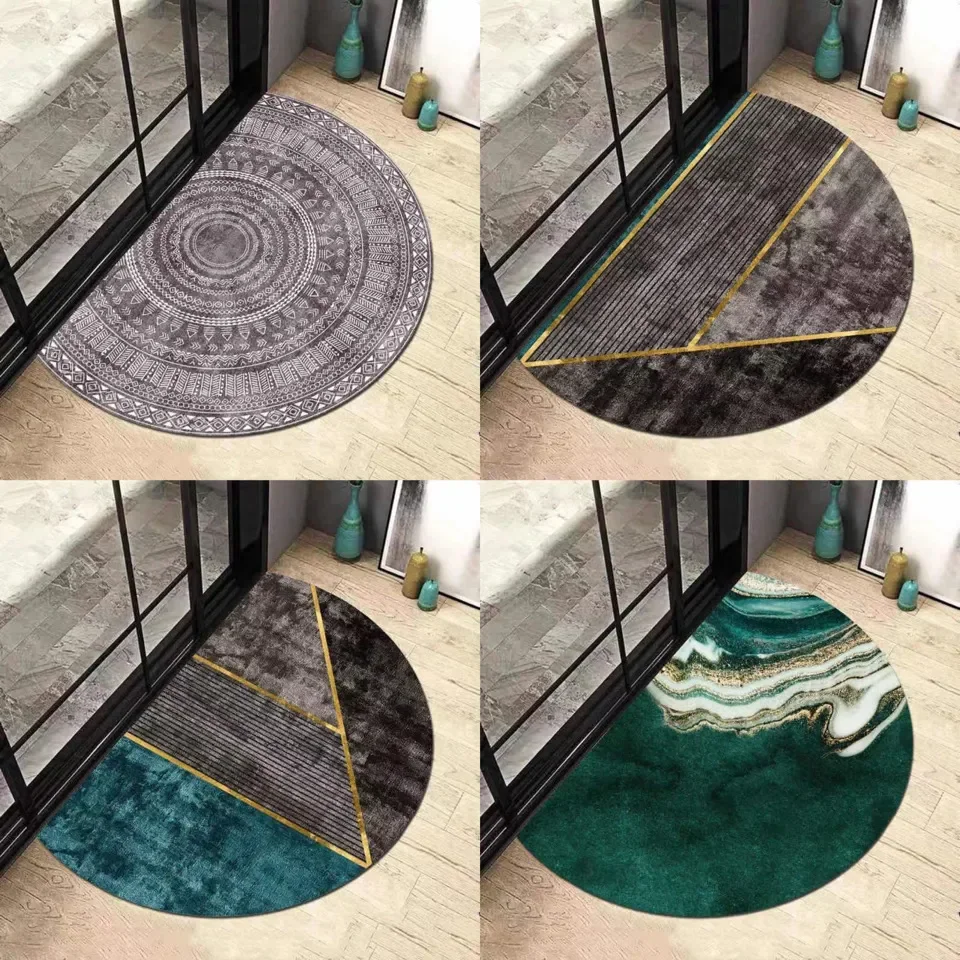 

Semicircle Door Mat Entrance Door Bathroom Hallway Absorbent Floor Mats Carpet Household Non-slip Absorbent Bohemia Doormat