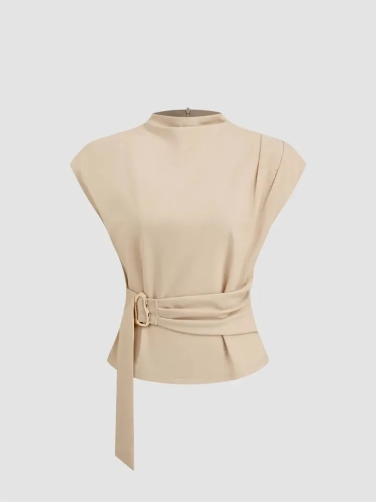 Ladies Summer Stand Collar Blouses Women Irregular Pleated Slim Waist T-Shirts Fashion Short Sleeve Woman T-Shirts
Ladies Summer Stand Collar Blouses Women Irregular Pleated Slim Waist T-Shirts Fashion Short Sleeve Woman T-Shirts