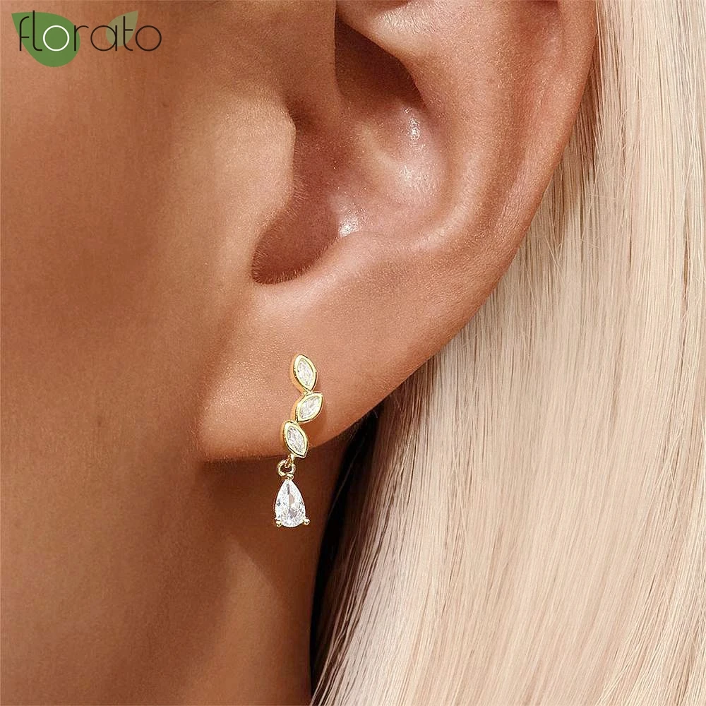 925 Sterling Silver Needle Trendy Willow Leaf Cubic Zircon Earrings for Women 24K Gold Plated Tiny Studs Dainty Jewelry Gift
925 Sterling Silver Needle Trendy Willow Leaf Cubic Zircon Earrings for Women 24K Gold Plated Tiny Studs Dainty Jewelry Gift