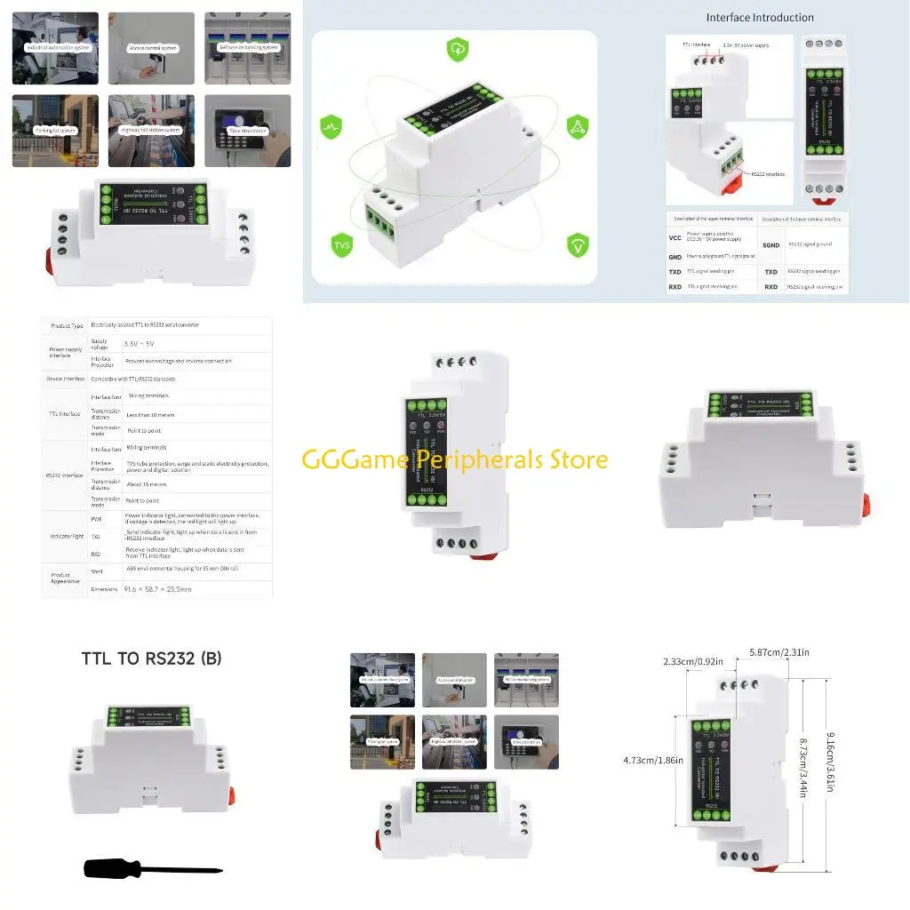 U55B DIN-Rail TTL to RS232 Converter Full Duplex Isolated end Protections Without Additional Power Supply
U55B DIN-Rail TTL to RS232 Converter Full Duplex Isolated end Protections Without Additional Power Supply