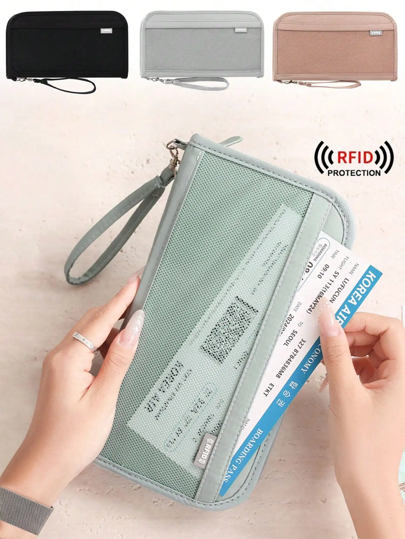 Multi-Functional RFID Blocking Travel Document Pouch With Zipper Closure, Storage Passport Bag, Anti-Theft Brush, Ideal For Bank Card, Passports, Tickets, Change And Cards, Travel Essentials, Secure Closure Holiday Vacation Passport Cover Passport Holder
Multi-Functional RFID Blocking Travel Document Pouch With Zipper Closure, Storage Passport Bag, Anti-Theft Brush, Ideal For Bank Card, Passports, Tickets, Change And Cards, Travel Essentials, Secure Closure Holiday Vacation Passport Cover Passport Holder