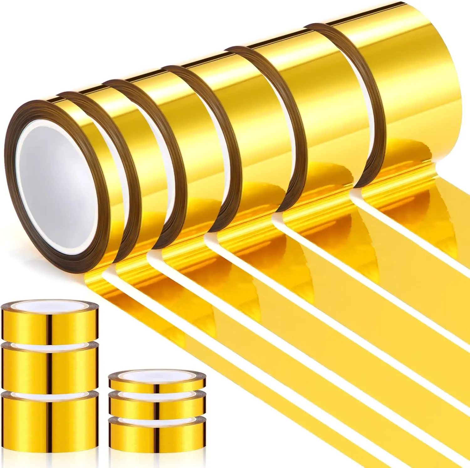 6 Rolls Metallic Mirror Tape Self Adhesive for Wall Decoration Border DIY Gift Wrap, 6 Widths 132 Yards Gold
6 Rolls Metallic Mirror Tape Self Adhesive for Wall Decoration Border DIY Gift Wrap, 6 Widths 132 Yards Gold