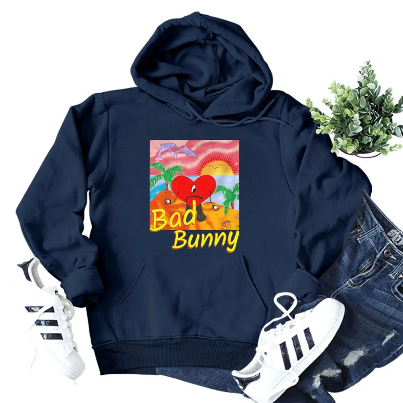 Bad Bunny Dolphin Lettering Fashion Pattern Print Long Sleeve Top Hooded Sweatshirt Autumn and Winter Fashion
Bad Bunny Dolphin Lettering Fashion Pattern Print Long Sleeve Top Hooded Sweatshirt Autumn and Winter Fashion