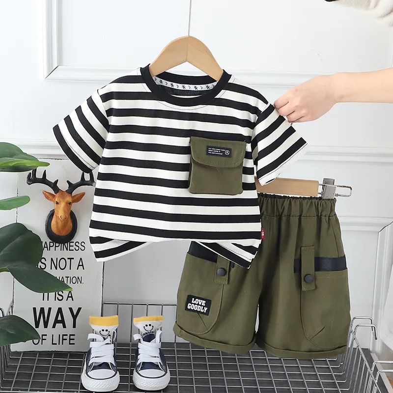Kids Summer Sets 2024 Baby Boy Clothes 9 To 12 Months Casual Striped Short Sleeve T-shirts and Shorts Outfit Children's Clothing
Kids Summer Sets 2024 Baby Boy Clothes 9 To 12 Months Casual Striped Short Sleeve T-shirts and Shorts Outfit Children's Clothing