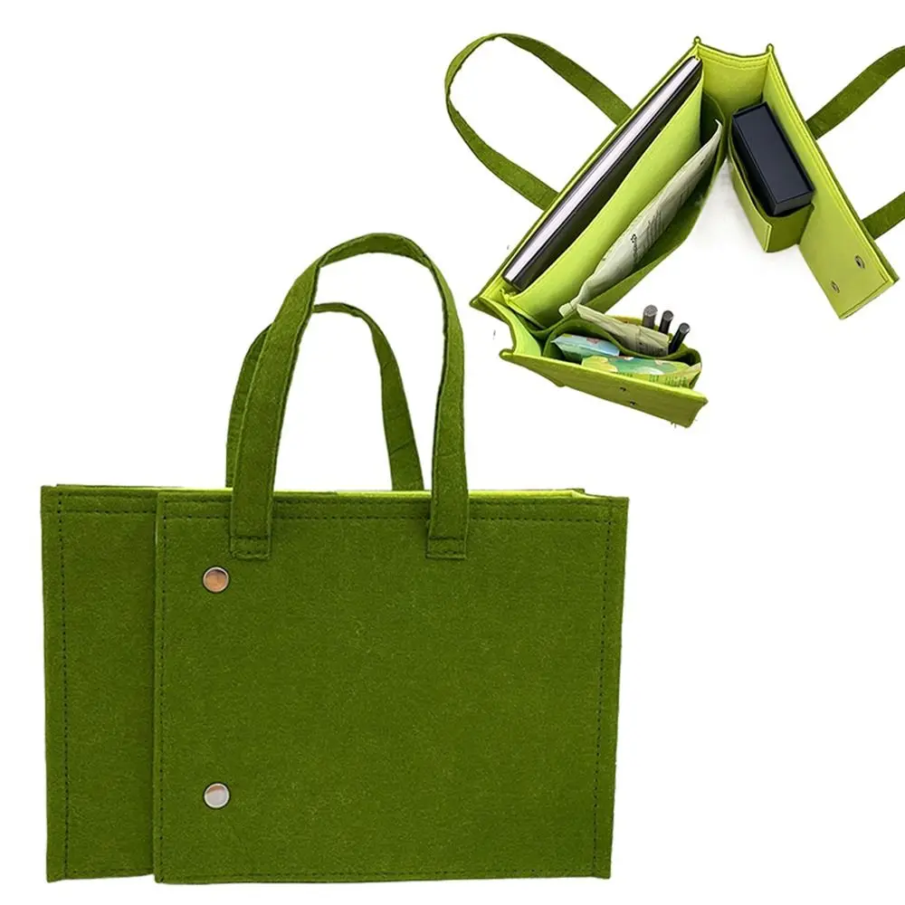 С кнопкой, полиэфирная фетровая сумка для хранения, портативная складная сумка для книг с несколькими отделениями, разделитель большой емкости