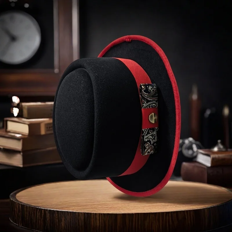 Fashion Men Steampunk Pork Pie Hat Handmade Black Fedora Hat Trilby Fascinator Hat Pop Church Hat Can Adjusted Size
Fashion Men Steampunk Pork Pie Hat Handmade Black Fedora Hat Trilby Fascinator Hat Pop Church Hat Can Adjusted Size