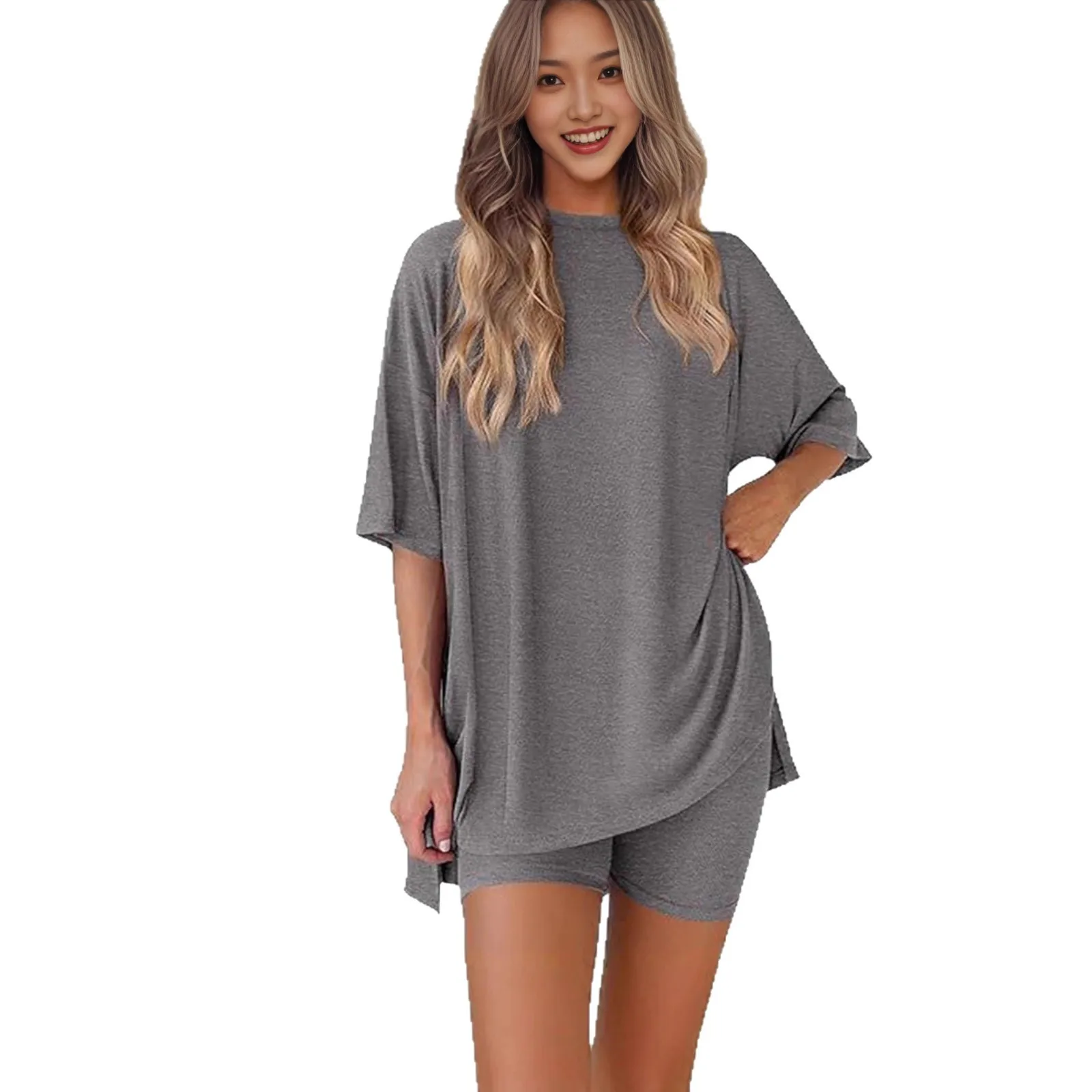 Summer Women's Round-neck Shorts And T-shirt Short-sleeve Two Piece Set Casual Loose Pocket Home Wear Tracksuits
Summer Women's Round-neck Shorts And T-shirt Short-sleeve Two Piece Set Casual Loose Pocket Home Wear Tracksuits