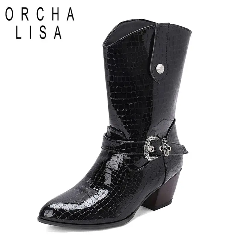 ORCHA LISA 2025 Милые женские сапоги до середины икры с круглым носком на массивном каблуке 5 см, без шнуровки с пряжкой на ремне, большие размеры 46 47 48 Fashion Dating Bota
ORCHA LISA 2025 Милые женские сапоги до середины икры с круглым носком на массивном каблуке 5 см, без шнуровки с пряжкой на ремне, большие размеры 46 47 48 Fashion Dating Bota