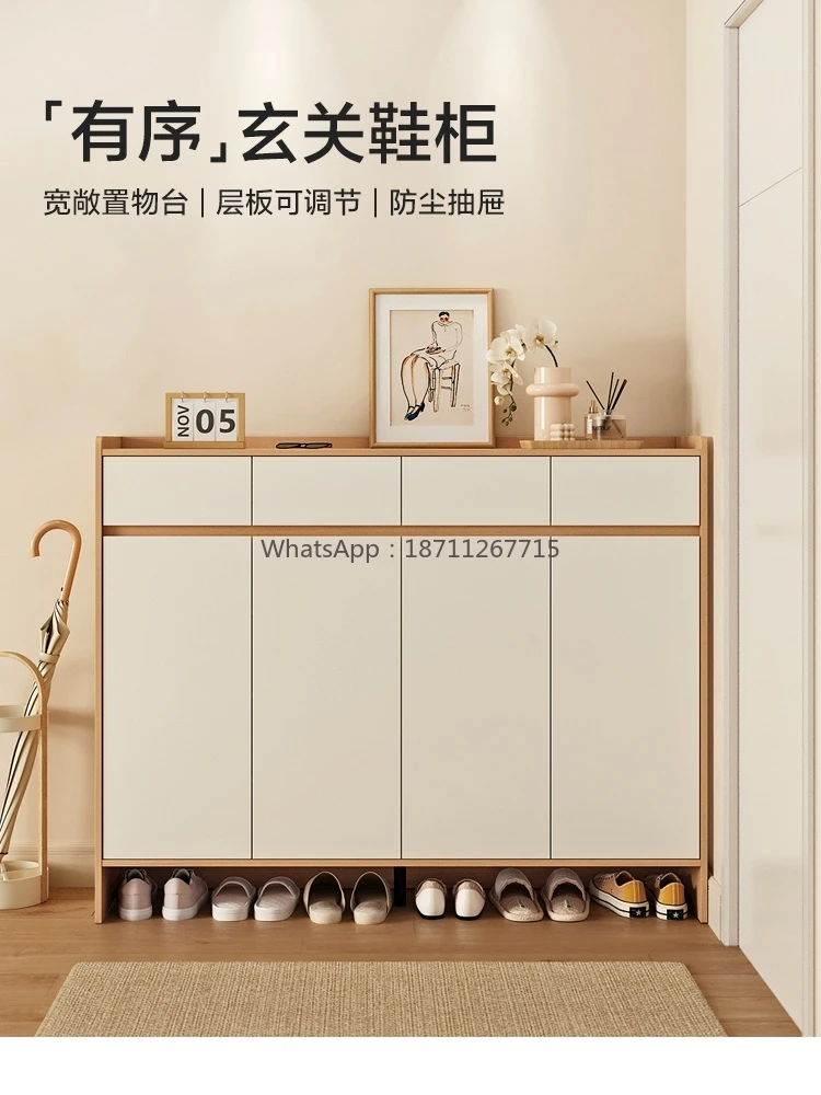 Household door entry shoe cabinet storage integrated shoe rack against the wall
Household door entry shoe cabinet storage integrated shoe rack against the wall
