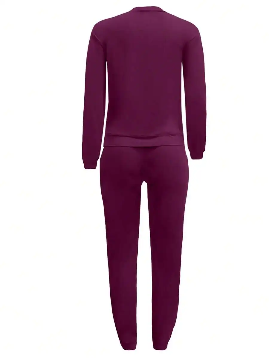 Women Casual Solid Color Round Neck Long Sleeve Sweatshirt And Pants Set
Women Casual Solid Color Round Neck Long Sleeve Sweatshirt And Pants Set