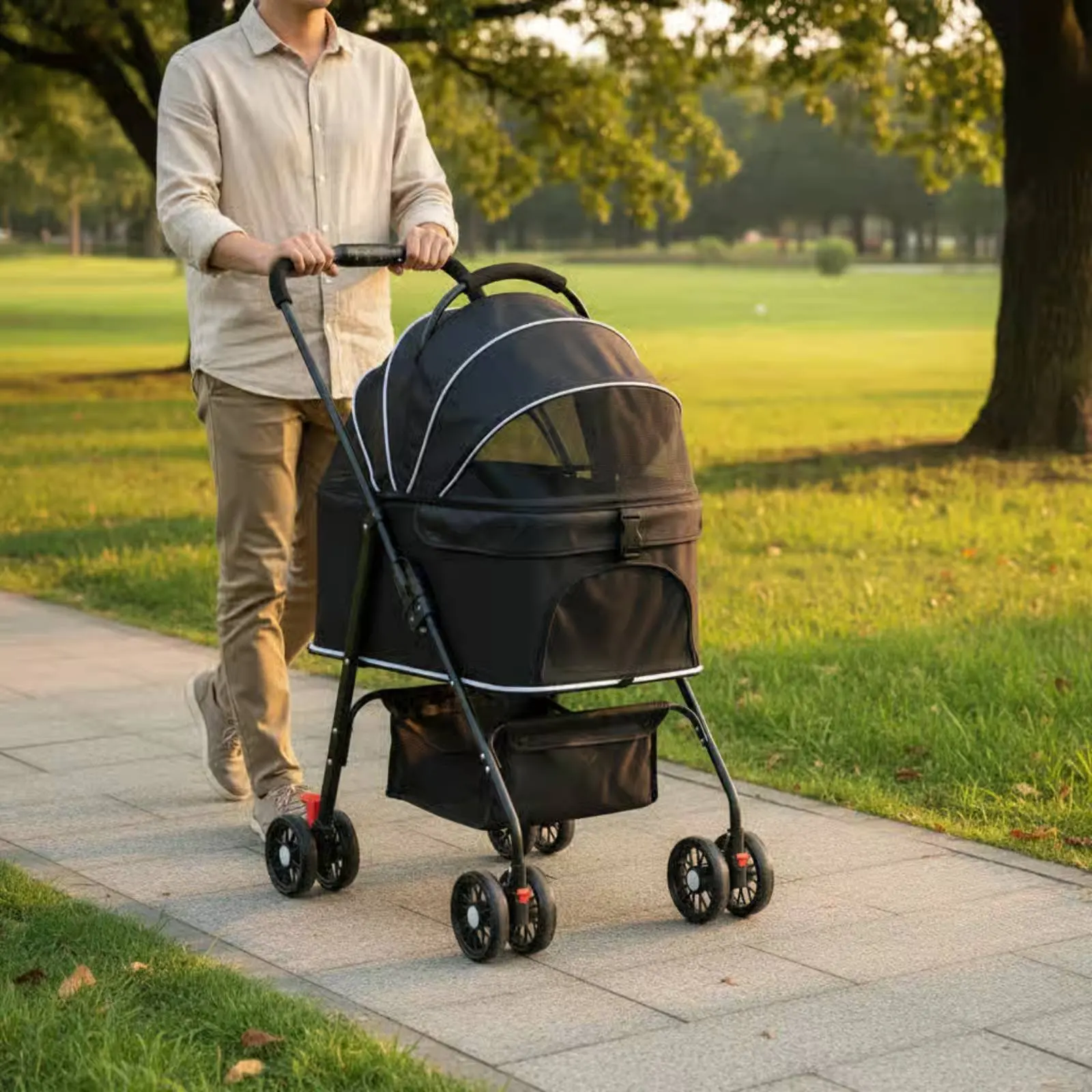 Detachable Pet Pet Carriage Single-Hand Fold Foldable Dog Cat Pet Carriage 4-Wheel Pet Travel System Mesh Panels for Felines
Detachable Pet Pet Carriage Single-Hand Fold Foldable Dog Cat Pet Carriage 4-Wheel Pet Travel System Mesh Panels for Felines