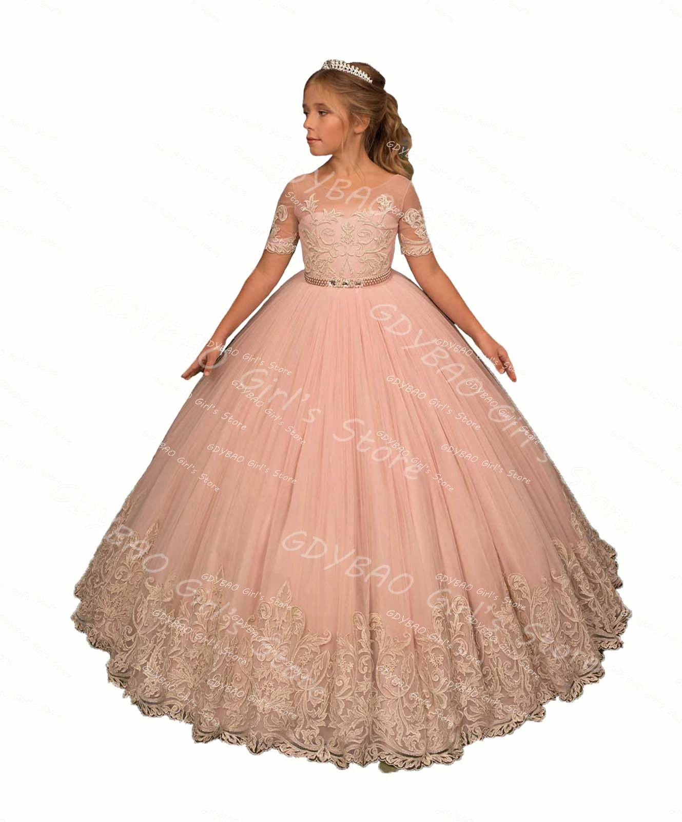 Customized Girls Party Dress Sheer Neck Short Sleeve Flower Girl Dress Kids Beaded Sashes Lace Applique Communion Pageant Frock
Customized Girls Party Dress Sheer Neck Short Sleeve Flower Girl Dress Kids Beaded Sashes Lace Applique Communion Pageant Frock