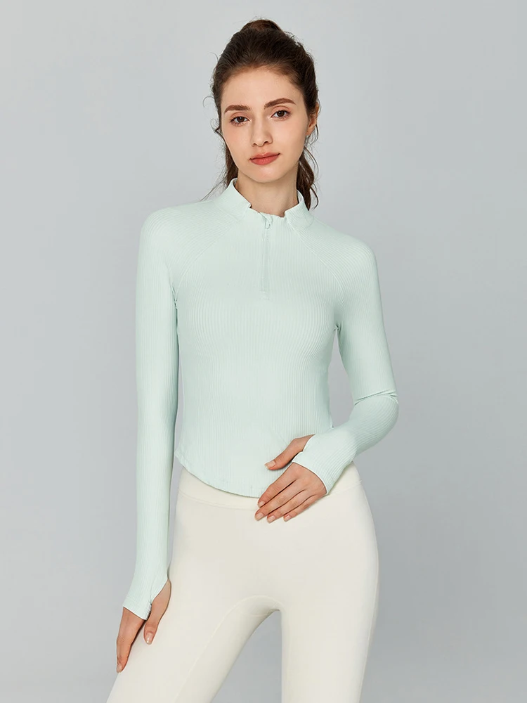 Custom Women's Yoga Top Long-sleeved Half zipper Tops Autumn Winter Clothes Stand Collar Pullover Half Zipper Jackets For Woman
Custom Women's Yoga Top Long-sleeved Half zipper Tops Autumn Winter Clothes Stand Collar Pullover Half Zipper Jackets For Woman