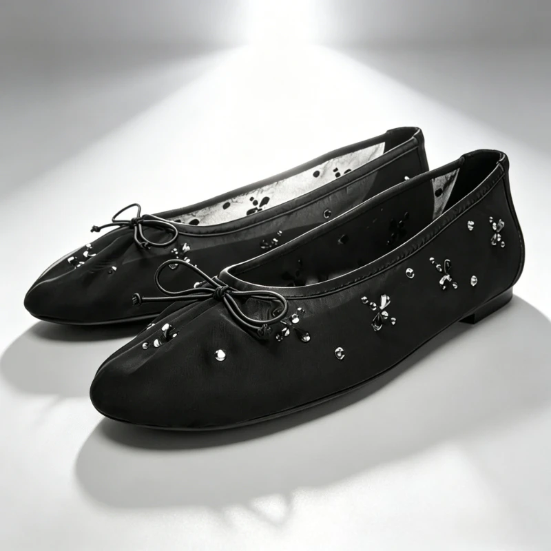 Glisten Crystal Decoration Breathable Mesh Ballet Flats for Women Summer Loafers Butterfly Bowknot Design Elegant Mary Jane Shoe
Glisten Crystal Decoration Breathable Mesh Ballet Flats for Women Summer Loafers Butterfly Bowknot Design Elegant Mary Jane Shoe