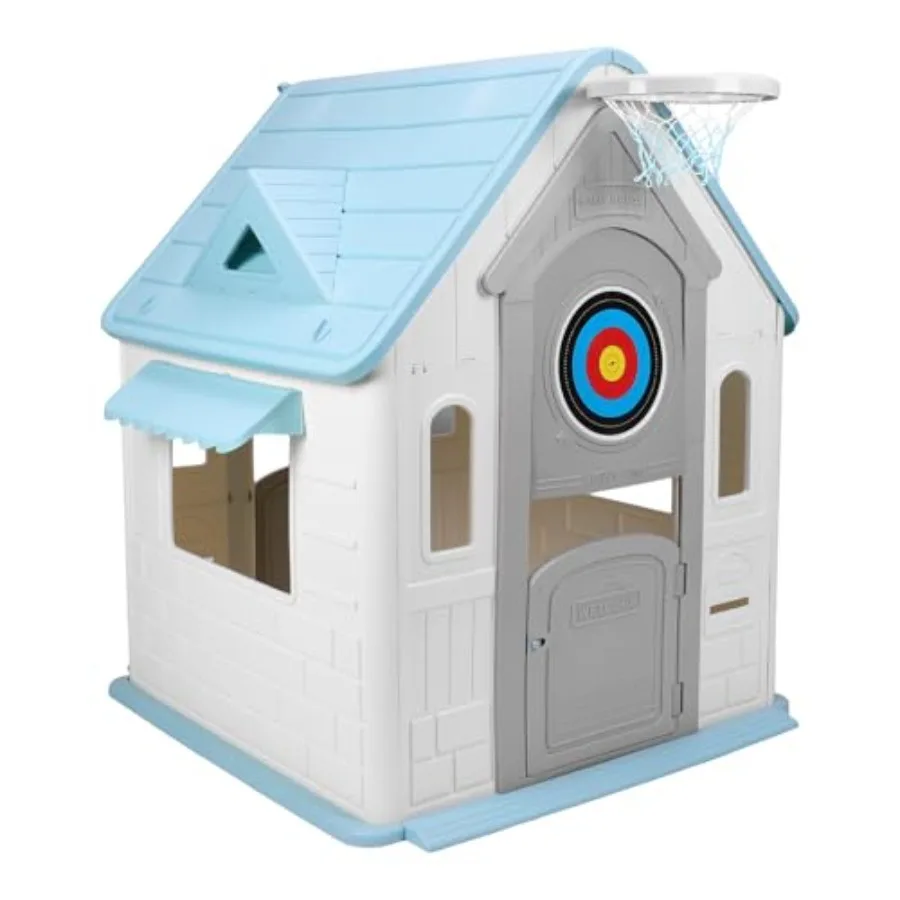 Indoor/Outdoor Playset with Basketball Hoop and Dartboard Plastic Playhouse in Blue and Red Durable UV-Resistant for Toddlers
Indoor/Outdoor Playset with Basketball Hoop and Dartboard Plastic Playhouse in Blue and Red Durable UV-Resistant for Toddlers