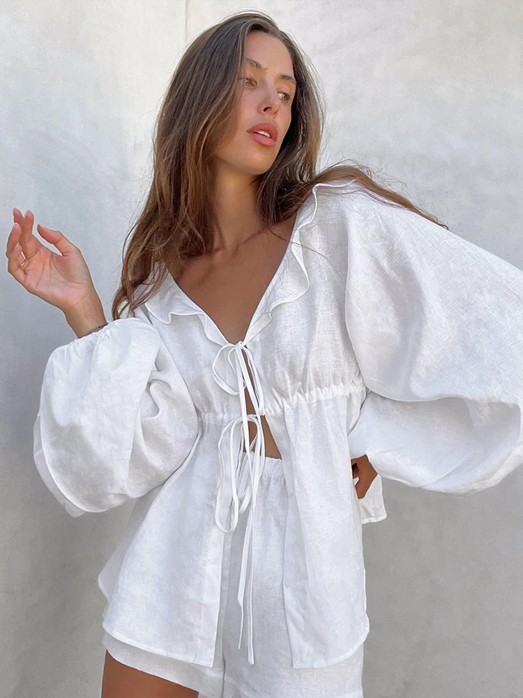 Mumaroho 2025 Women Spring Summer Vacation Linen Shorts Sets Solid White Loose Fit Outfits Suit Two Piece Set For Women
Mumaroho 2025 Women Spring Summer Vacation Linen Shorts Sets Solid White Loose Fit Outfits Suit Two Piece Set For Women