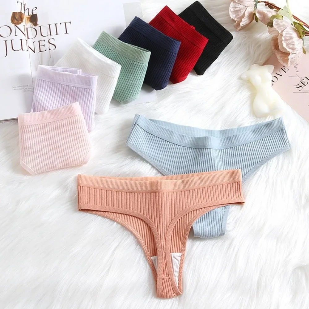 Seamless Design Seamless Thong Ribbed Texture Soft Cotton Cotton Thong Solid Color Striped Pattern Low Waist Bikini Briefs
Seamless Design Seamless Thong Ribbed Texture Soft Cotton Cotton Thong Solid Color Striped Pattern Low Waist Bikini Briefs