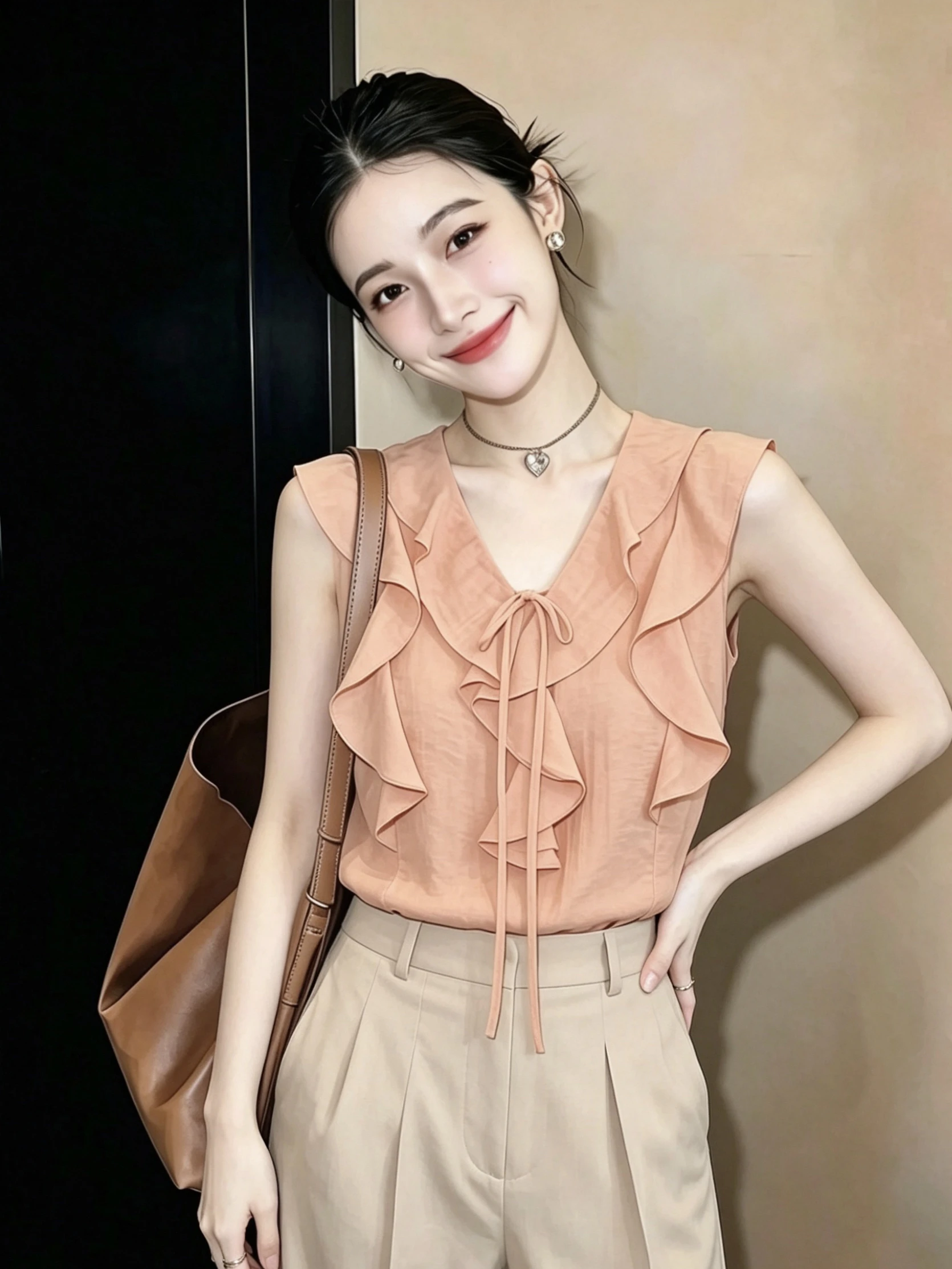 Orange Lace Trim Belted Women's Shirt Summer New Fashion Personality High Design Sense V-neck Sleeveless Top Elegant Versatile
Orange Lace Trim Belted Women's Shirt Summer New Fashion Personality High Design Sense V-neck Sleeveless Top Elegant Versatile