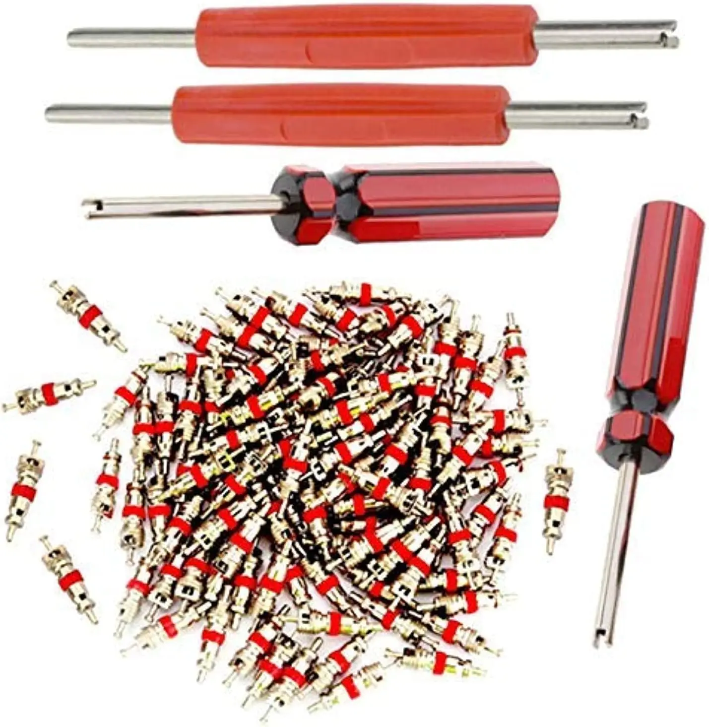 4x Dual & Single Head Valve Core Remover + 100pcs Tire Valve Stem Cores for Cars Trucks Motorcycles
4x Dual & Single Head Valve Core Remover + 100pcs Tire Valve Stem Cores for Cars Trucks Motorcycles