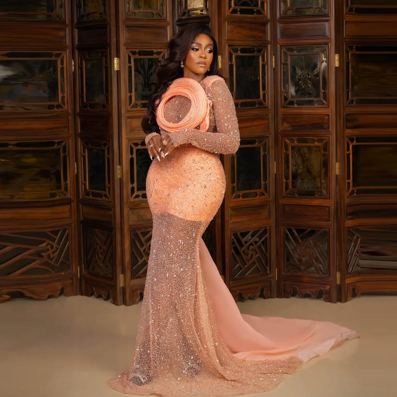 Sequined Sexy Evening Gowns vestidos de noche Formal Dress With Long Sleeves Sexy See Through Lace Mermaid Prom Dresses
Sequined Sexy Evening Gowns vestidos de noche Formal Dress With Long Sleeves Sexy See Through Lace Mermaid Prom Dresses