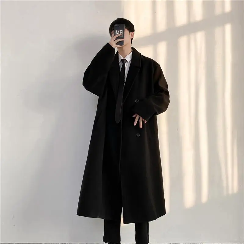 Spring Korean Style Men's Mid-Length Woolen Coat Hong Kong Style Cotton Lined Thick Warm Pure Color Long Over-Knee Coat
Spring Korean Style Men's Mid-Length Woolen Coat Hong Kong Style Cotton Lined Thick Warm Pure Color Long Over-Knee Coat