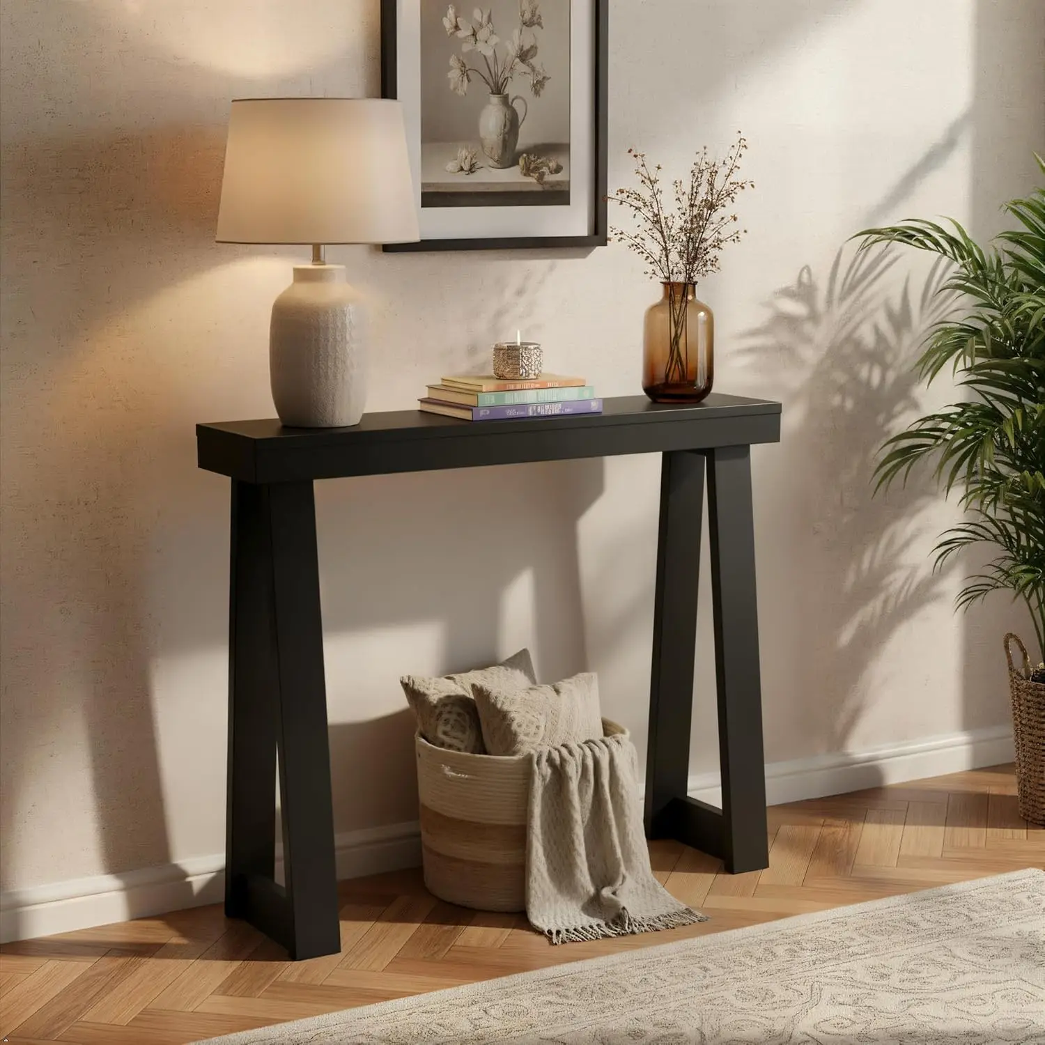 Solid Wood Console Table, 36 Inch Narrow Sofa Table for Hallway and Living Room, Easy Assembly in Black
Solid Wood Console Table, 36 Inch Narrow Sofa Table for Hallway and Living Room, Easy Assembly in Black