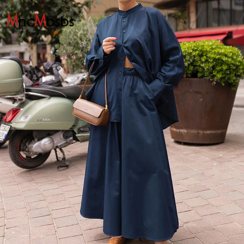 Casual Loose Blue 2 Piece Sets Women Outfit 2024 Spring Fall Elegant Long Sleeve Shirt With High Waist Long Skirts Set Female
Casual Loose Blue 2 Piece Sets Women Outfit 2024 Spring Fall Elegant Long Sleeve Shirt With High Waist Long Skirts Set Female