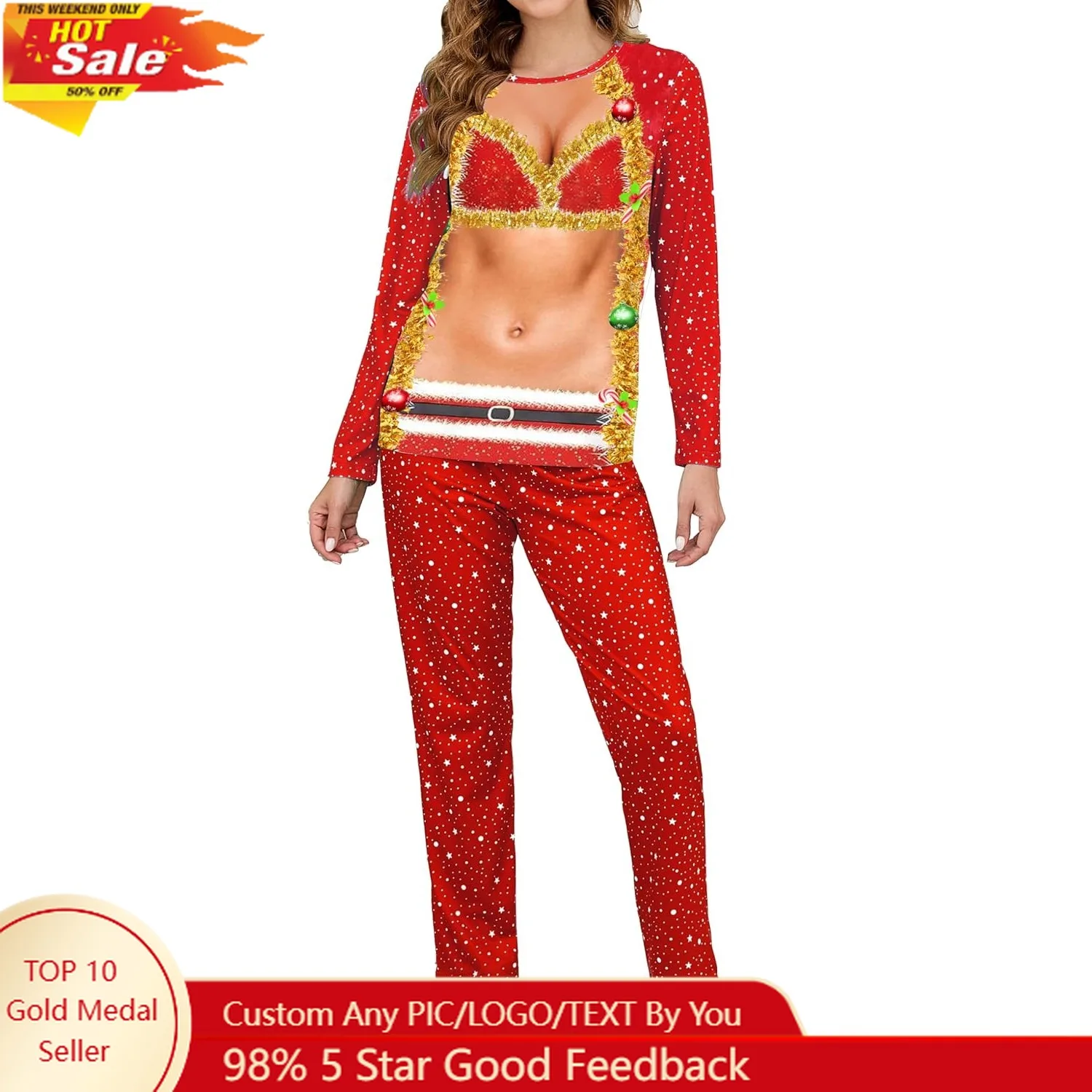 Christmas Pajamas Set Long Sleeve Pjs for Women Men Sleepwear Jammies Party
Christmas Pajamas Set Long Sleeve Pjs for Women Men Sleepwear Jammies Party