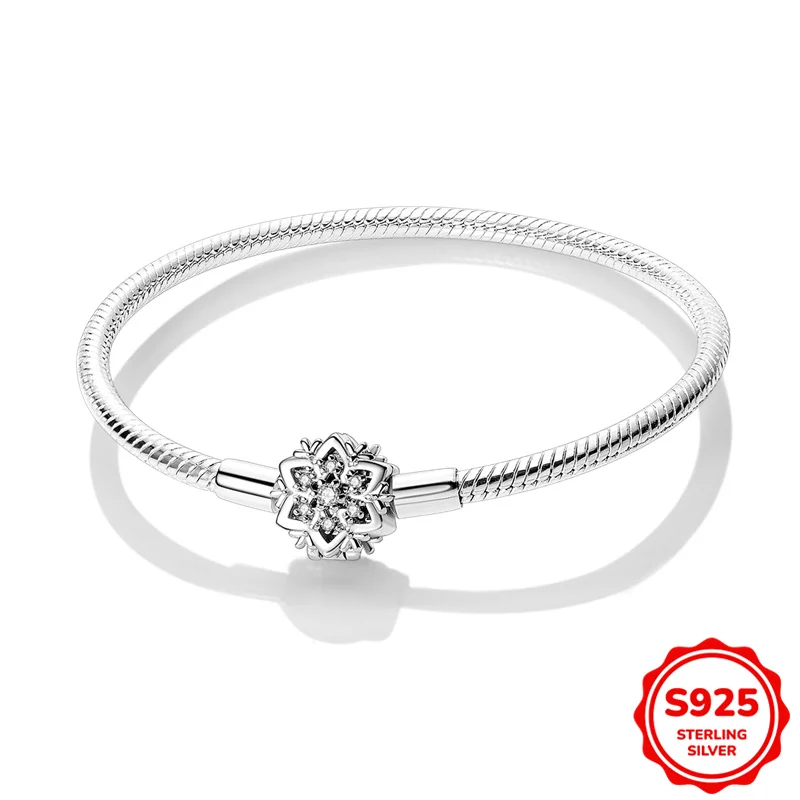 Original Bracelet 925 Sterling Silver 17-20CMSnowflake Chain With Snake Bone Bracelet Fit Charms Beads Fashion Women Jewelry
Original Bracelet 925 Sterling Silver 17-20CMSnowflake Chain With Snake Bone Bracelet Fit Charms Beads Fashion Women Jewelry