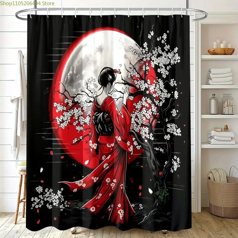 1pc Japanese Kimono & Cherry Blossom Shower Curtain, with Hooks, Traditional Aesthetic Style for Bathroom Use,Multiple sizes
1pc Japanese Kimono & Cherry Blossom Shower Curtain, with Hooks, Traditional Aesthetic Style for Bathroom Use,Multiple sizes