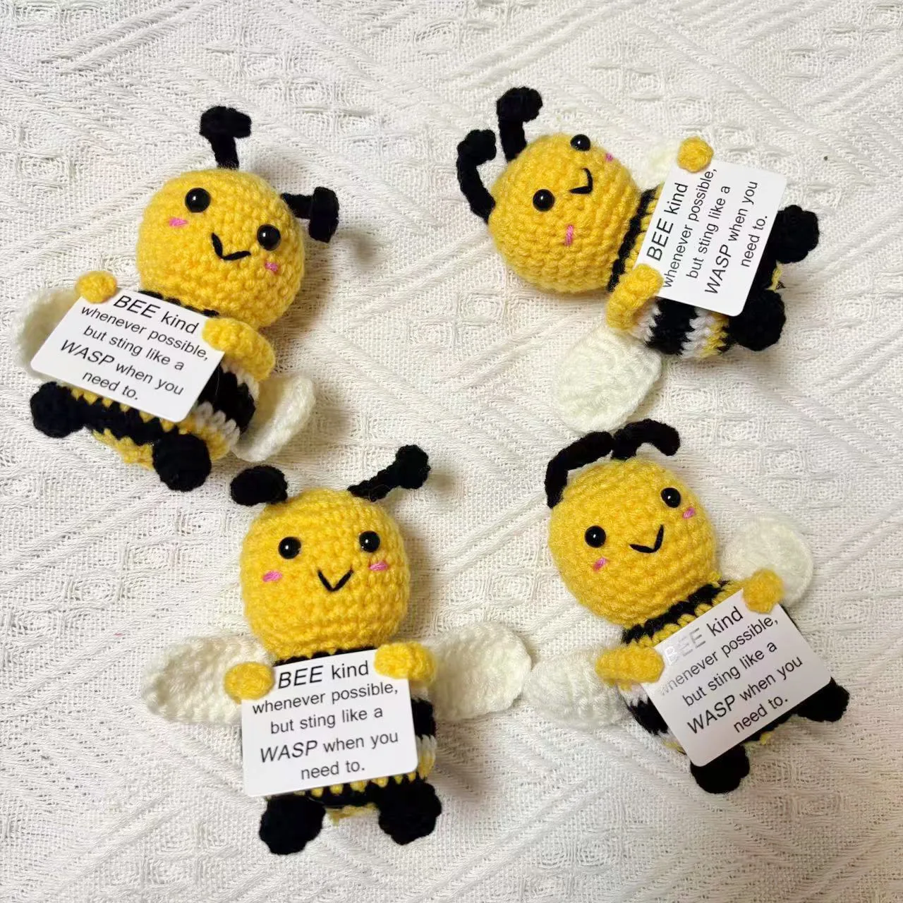 Handmade Knitted Emotional Support Bee Doll With Card Home Room Decoration Funny Crochet Positive Energy Bee Doll Christmas Gift
Handmade Knitted Emotional Support Bee Doll With Card Home Room Decoration Funny Crochet Positive Energy Bee Doll Christmas Gift