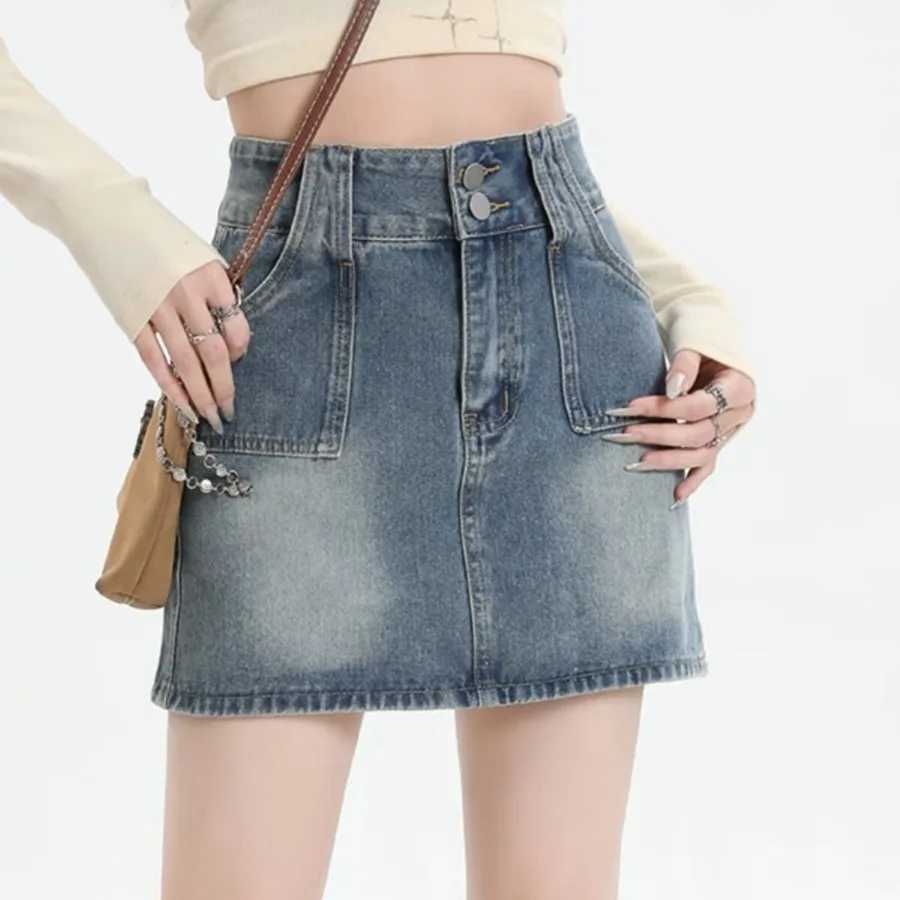【HOT】Lined short skirt high-rise denim skirt a-line skirt Hong Kong style new spring women's dress half-body skirt simple style
【HOT】Lined short skirt high-rise denim skirt a-line skirt Hong Kong style new spring women's dress half-body skirt simple style