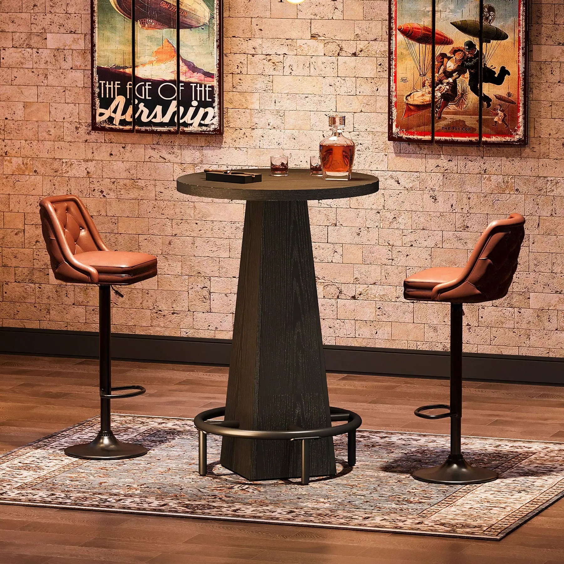 Bar Table, 37.4" High Round Pub Table For Small Bars, Dining Room, Kitchen, Rustic Brown (Only Table)
Bar Table, 37.4" High Round Pub Table For Small Bars, Dining Room, Kitchen, Rustic Brown (Only Table)