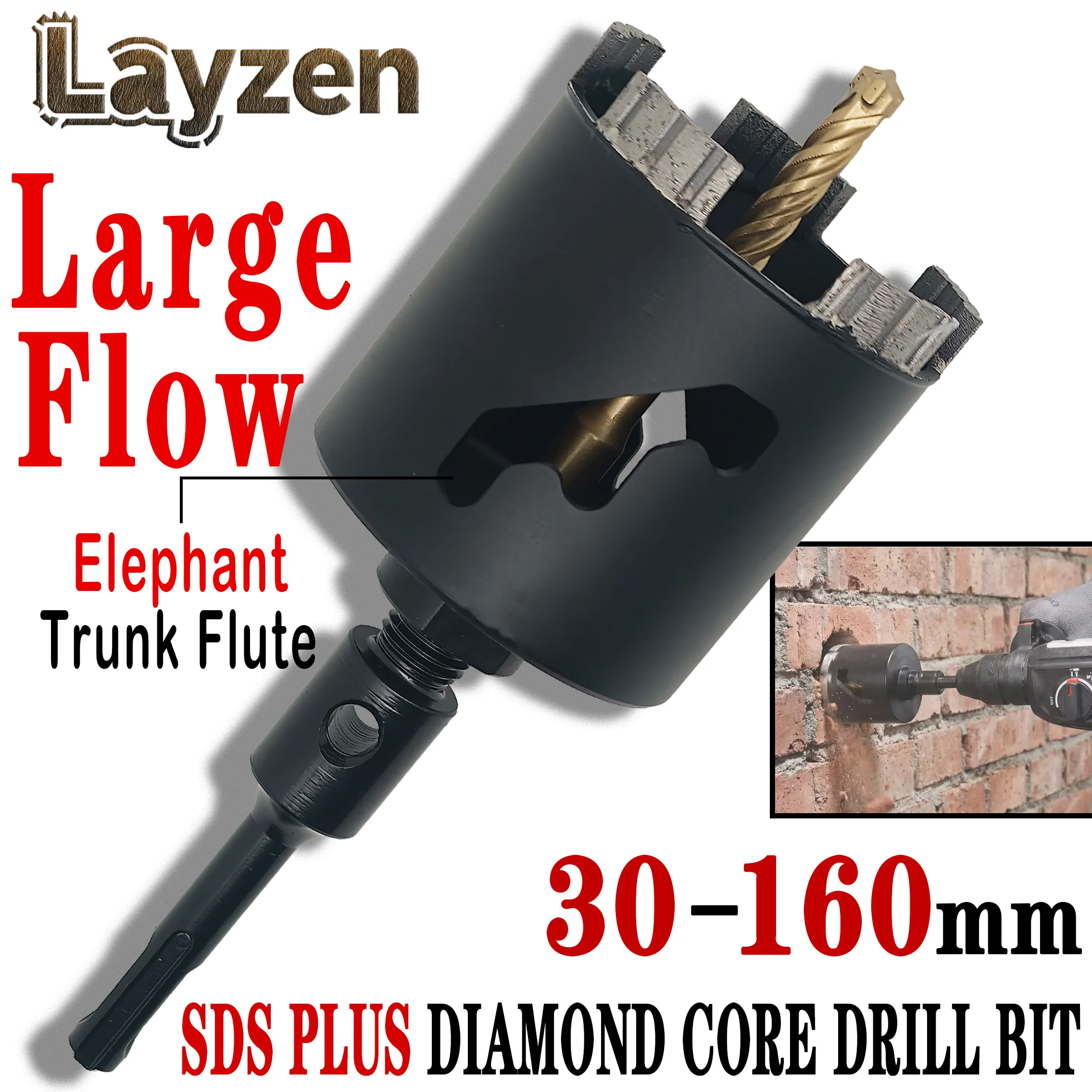Dry Cutting Dry Diamond Core Drill Bit Hole Saw SDS Plus 30-160mm For Brick Wall Concrete Granite Stone Masonry Cement Block
Dry Cutting Dry Diamond Core Drill Bit Hole Saw SDS Plus 30-160mm For Brick Wall Concrete Granite Stone Masonry Cement Block