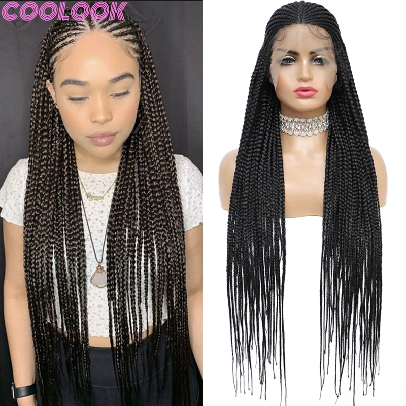 Synthetic Long Knotless Box Braid Lace Frontal Wig 36 Inch Black Braided Full Lace Wigs Heat Resistant Box Braids Wig with Bangs
Synthetic Long Knotless Box Braid Lace Frontal Wig 36 Inch Black Braided Full Lace Wigs Heat Resistant Box Braids Wig with Bangs