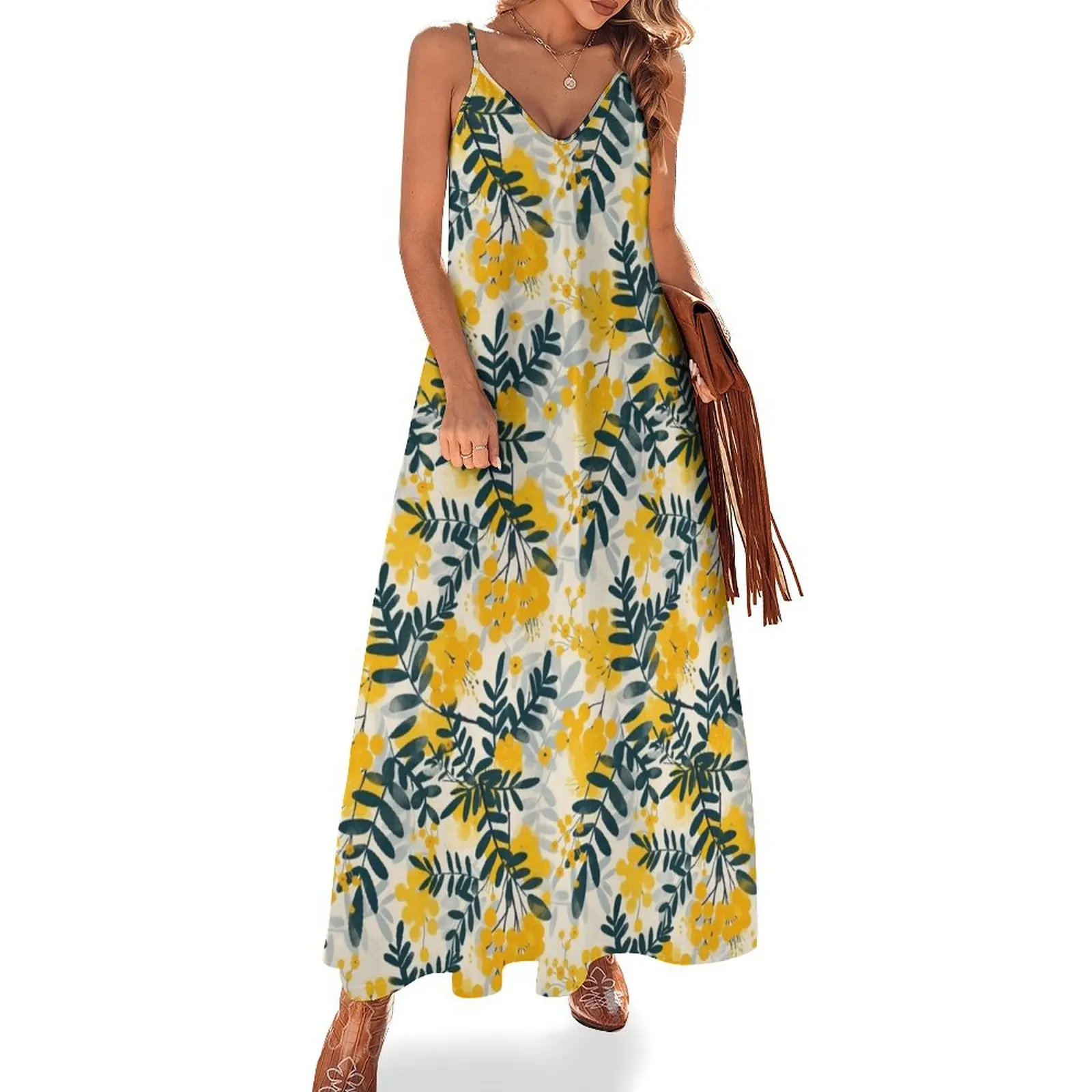Mimosa Flowers Pattern Sleeveless Dress Woman fashion Clothing Women's long dress Dress
Mimosa Flowers Pattern Sleeveless Dress Woman fashion Clothing Women's long dress Dress