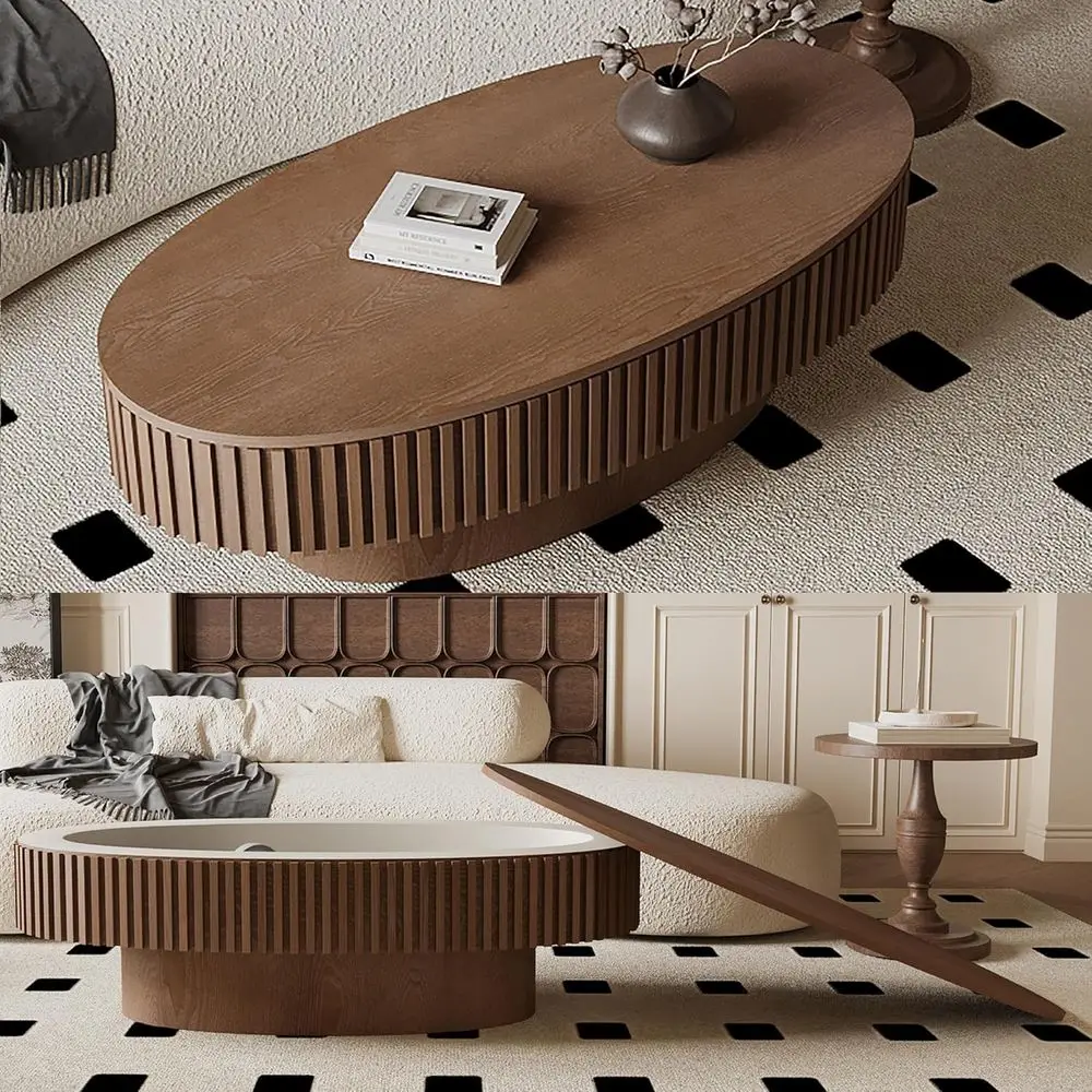 Oval Walnut Coffee Table with Storage, Pedestal Style, Suitable for Living Room or Bedroom
Oval Walnut Coffee Table with Storage, Pedestal Style, Suitable for Living Room or Bedroom