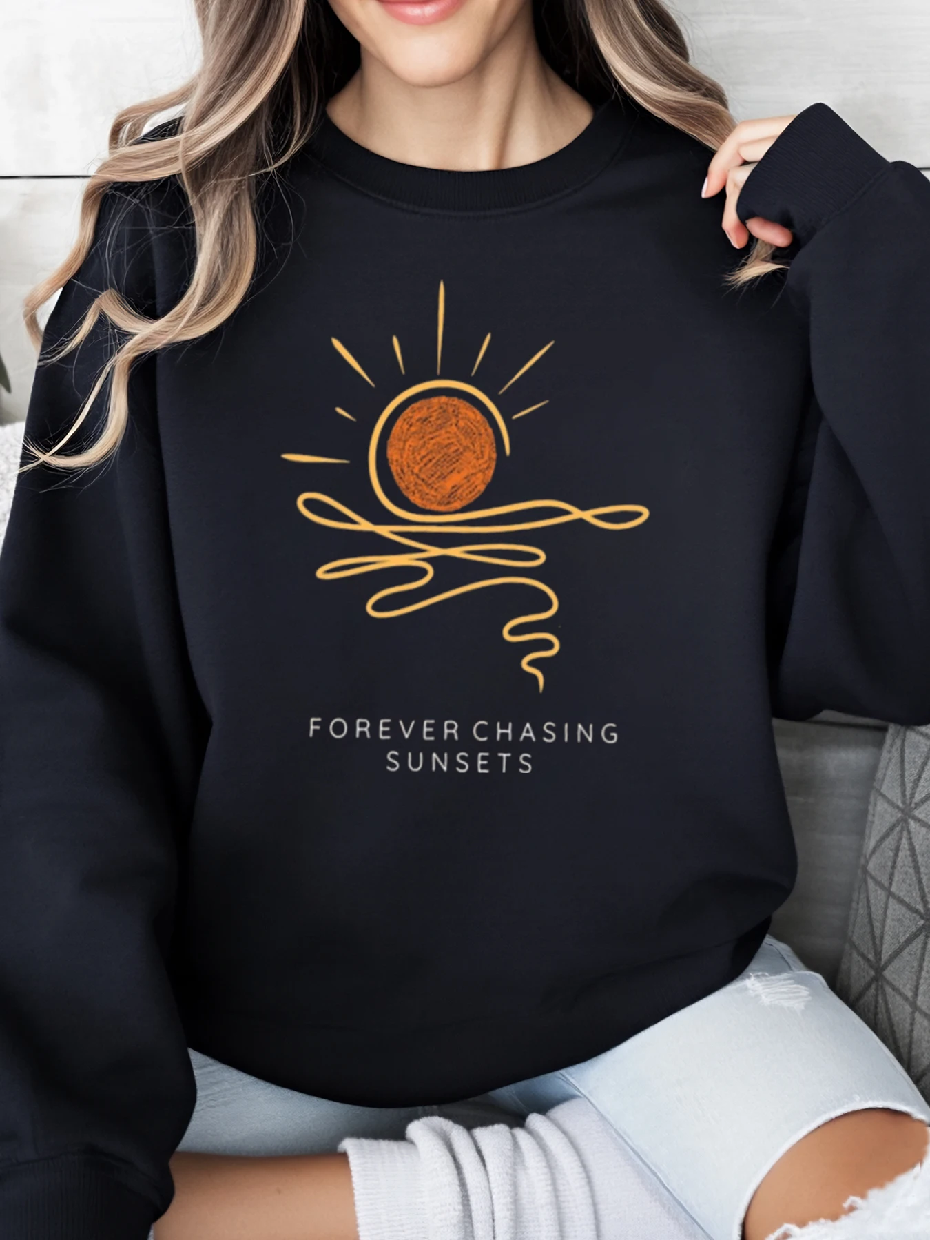 Толстовка с принтом Sunset Line Art Forever Chasing Sunsets, женская повседневная осенне-зимняя одежда, черный, больших размеров
Толстовка с принтом Sunset Line Art Forever Chasing Sunsets, женская повседневная осенне-зимняя одежда, черный, больших размеров