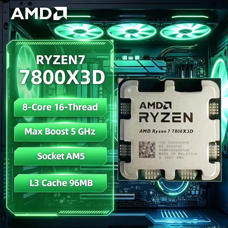 AMD Ryzen 7 7800X3D R7 7800X3D CPU 8-Core 16-Thread 5GHz Unlocked Desktop Processor Socket AM5 Gaming CPU Without Packag
AMD Ryzen 7 7800X3D R7 7800X3D CPU 8-Core 16-Thread 5GHz Unlocked Desktop Processor Socket AM5 Gaming CPU Without Packag