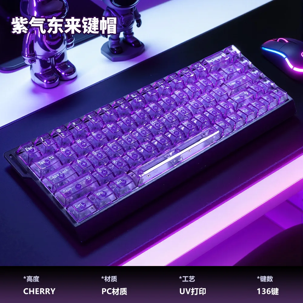 Hot-selling special ice crystal transparent purple PC transparent transparent original high mechanical keyboard cap
Hot-selling special ice crystal transparent purple PC transparent transparent original high mechanical keyboard cap