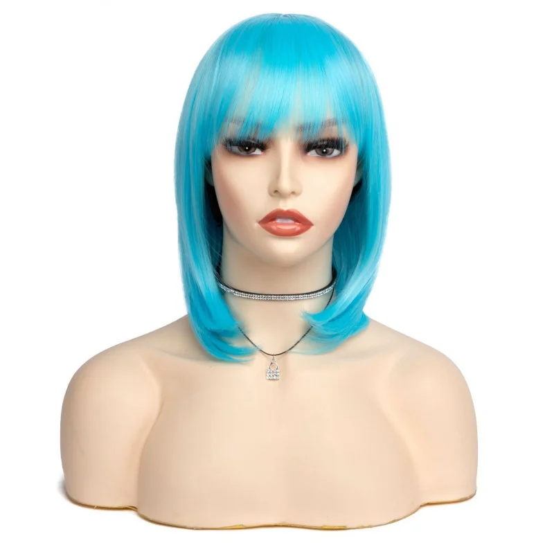 New stylish mature style short straight bob wig for women with bangs, made of synthetic hair
New stylish mature style short straight bob wig for women with bangs, made of synthetic hair
