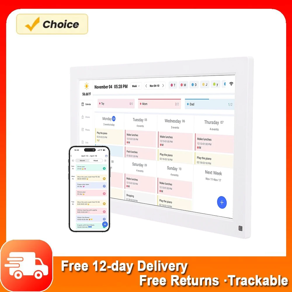 Digital Calendar Chore Chart Smart Family Planner 15.6" 1080P FHD Touch Screen Remote Schedule Management Wall Desk Mount
Digital Calendar Chore Chart Smart Family Planner 15.6" 1080P FHD Touch Screen Remote Schedule Management Wall Desk Mount