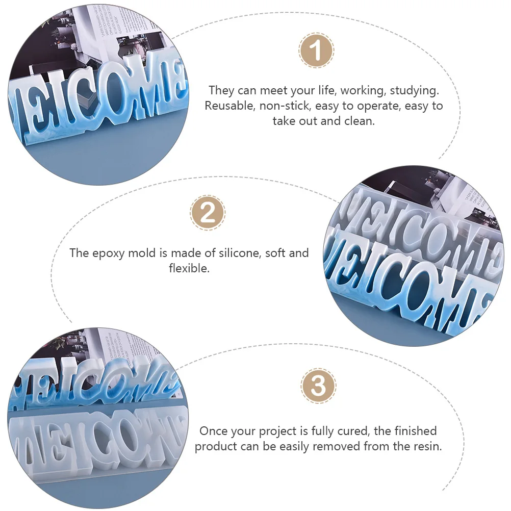 Welcome Letter Casting Molds Silicone Resin Epoxy Diy Craft Tool Durable Reusable Desktop Decor Sign Maker Kit Jewelry
Welcome Letter Casting Molds Silicone Resin Epoxy Diy Craft Tool Durable Reusable Desktop Decor Sign Maker Kit Jewelry