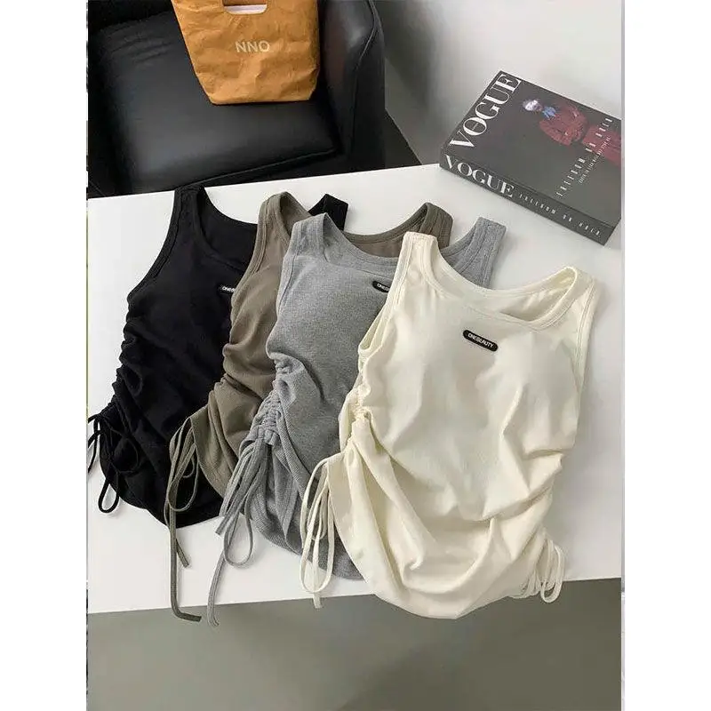 Plus Size Summer Oversized Vest Women's Fitting Sleeveless Suspender Basic Shirring T Shirt Tank Top with Pad and Drawstring
Plus Size Summer Oversized Vest Women's Fitting Sleeveless Suspender Basic Shirring T Shirt Tank Top with Pad and Drawstring